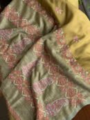 Green Silk Gheecha Palla Kota Chikankari Saree With Mukaish Kamdani