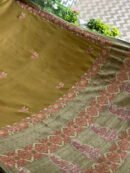 Green Silk Gheecha Palla Kota Chikankari Saree With Mukaish Kamdani