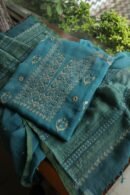 Green Handloom Kota Chikankari With Mirror Work Unstitched Kurta Dupatta Set