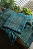 Green Handloom Kota Chikankari With Mirror Work Unstitched Kurta Dupatta Set