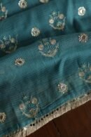 Green Handloom Kota Chikankari With Mirror Work Unstitched Kurta Dupatta Set