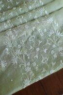 Green Silk Kota Chikankari Unstitched Kurta Dupatta Set