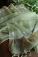 Green Silk Kota Chikankari Unstitched Kurta Dupatta Set