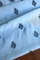 Grey & Black Mal Cotton Chikankari Unstitched Kurta Dupatta Fabrics With Kamdani
