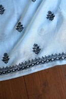 Grey & Black Mal Cotton Chikankari Unstitched Kurta Dupatta Fabrics With Kamdani