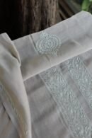 Grey Malmal Chikankari Unstitched Men's Kurtas Fabrics