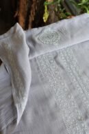 Grey Malmal Chikankari Unstitched Men's Kurtas Fabrics