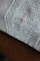 Grey Malmal Chikankari Unstitched Men's Kurtas Fabrics