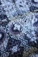 Grey & White Soft Cotton Printed Unstitched Kurta Dupatta Set with Chikankari & Sequin Work