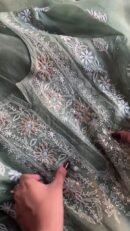 Hazel Green Noor Organza Applique Chikankari Mukaish Kurta Dupatta Set