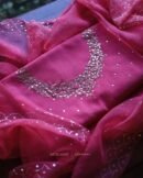 Hot Pink Chanderi Silk Mukaish Badla Unstitched Fabrics