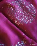 Hot Pink Chanderi Silk Mukaish Badla Unstitched Fabrics