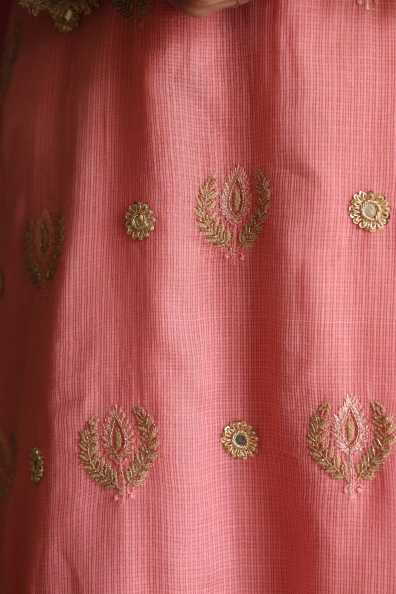 Lotus Pink Kota Mirror Chikankari Ready to Wear Kurta Set