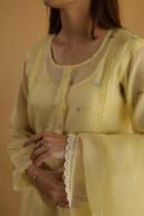 Lemon Yellow Jamdani X Chikankari Ready To Wear Kurta Dupatta Set