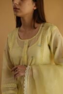 Lemon Yellow Jamdani X Chikankari Ready To Wear Kurta Dupatta Set