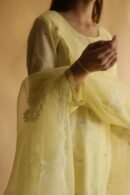 Lemon Yellow Jamdani X Chikankari Ready To Wear Kurta Dupatta Set