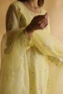 Lemon Yellow Jamdani X Chikankari Ready To Wear Kurta Dupatta Set