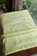 Lemon Yellow Mal Cotton Chikankari Unstitched Kurta Dupatta Fabrics With Kamdani