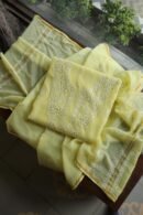 Lemon Yellow Mal Cotton Chikankari Unstitched Kurta Dupatta Fabrics With Kamdani