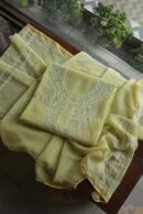 Lemon Yellow Mal Cotton Chikankari Unstitched Kurta Dupatta Fabrics With Kamdani