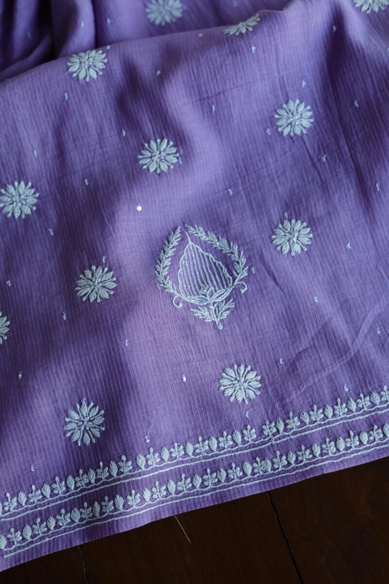 Mal Cotton Fine Chikankari With Kamdani Work Unstitched Fabric