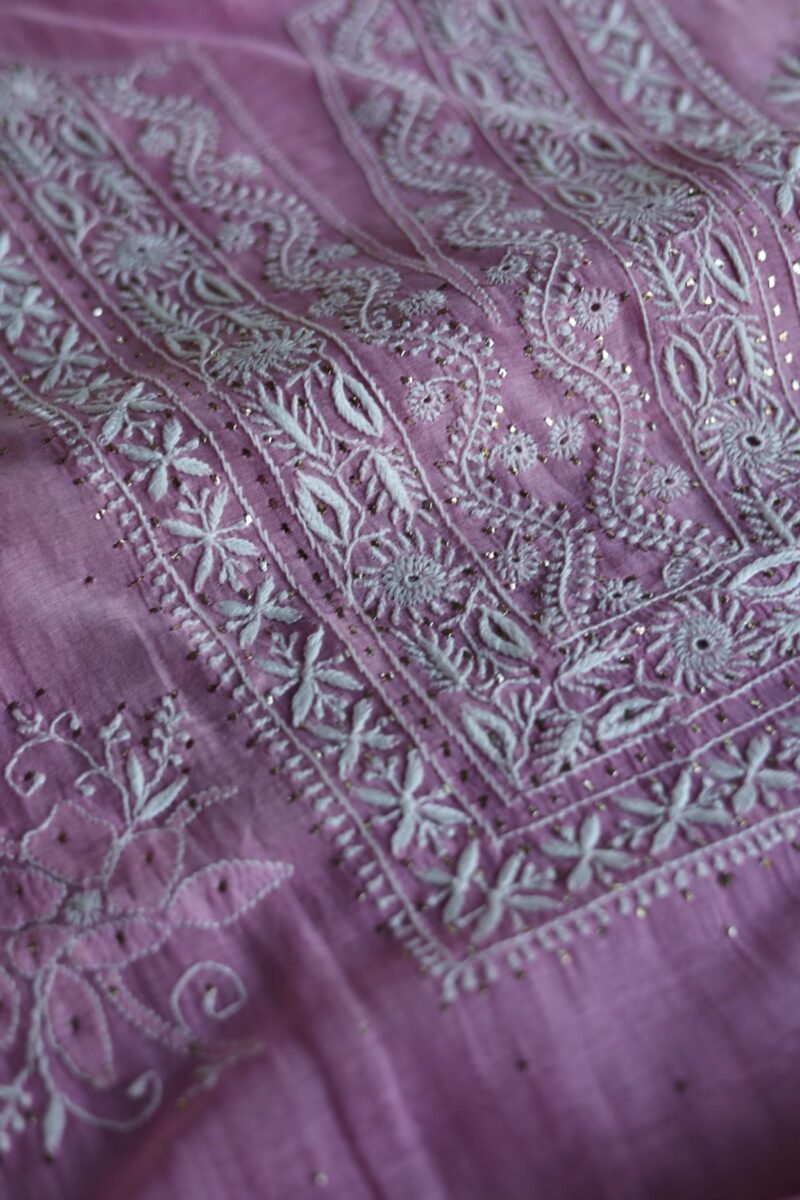 Mal Cotton Fine Chikankari With Kamdani Work Unstitched Fabric
