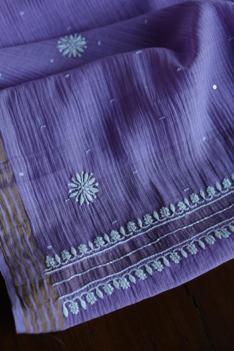Mal Cotton Fine Chikankari With Kamdani Work Unstitched Fabric
