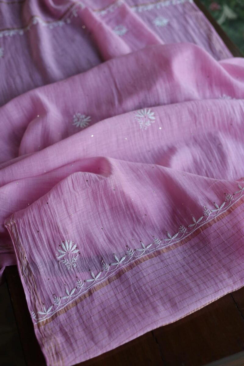 Mal Cotton Fine Chikankari With Kamdani Work Unstitched Fabric