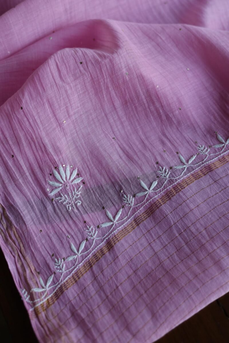 Mal Cotton Fine Chikankari With Kamdani Work Unstitched Fabric