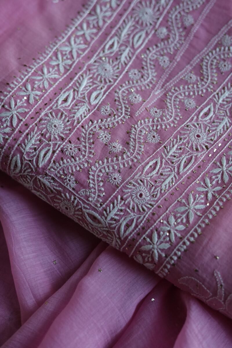 Mal Cotton Fine Chikankari With Kamdani Work Unstitched Fabric