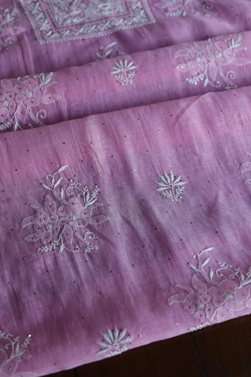 Mal Cotton Fine Chikankari With Kamdani Work Unstitched Fabric