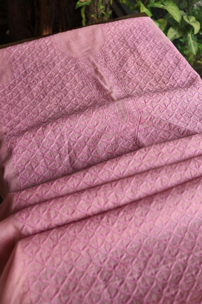 Malmal All Over Chikankari Mens Kurtas Fabrics