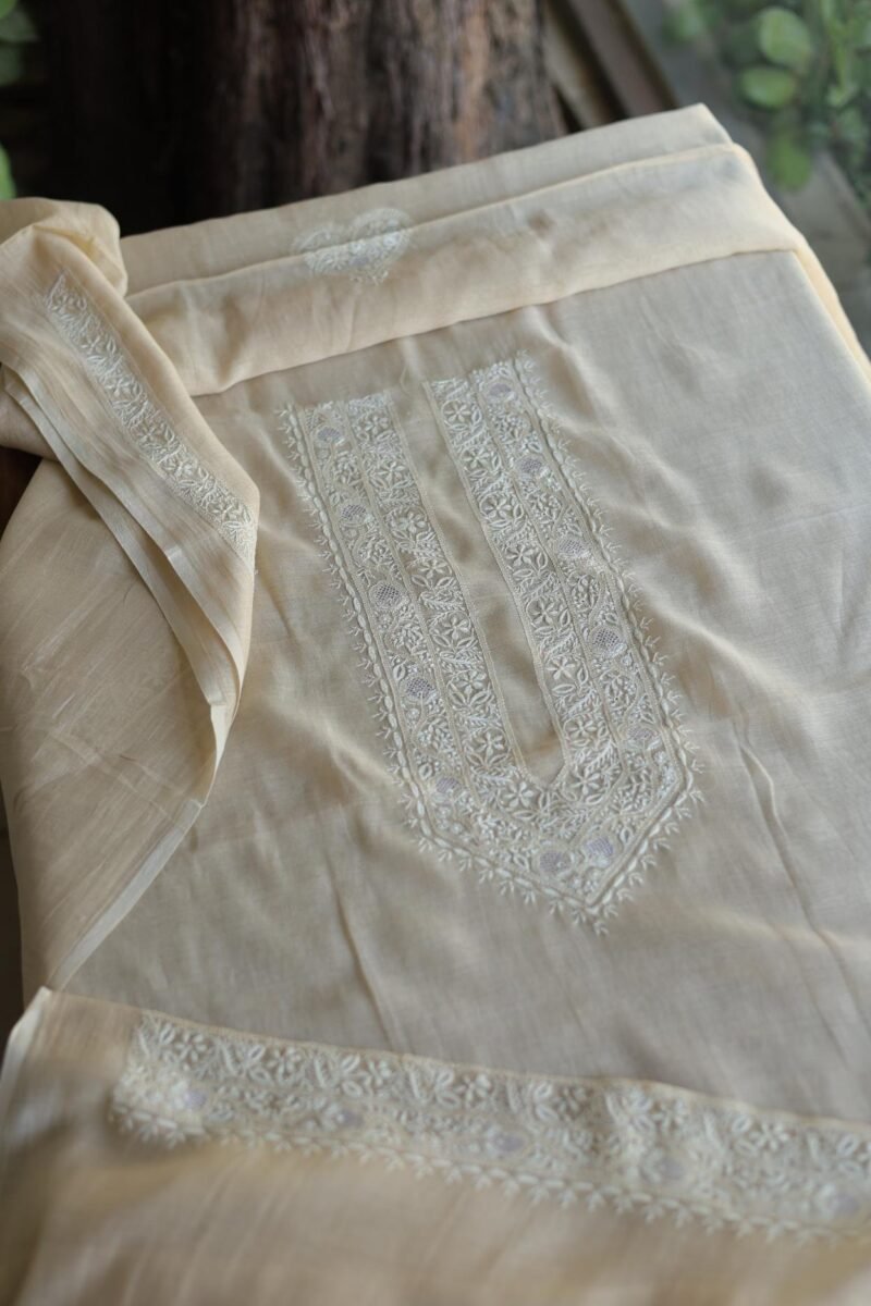 Malmal Chikankari Men's Kurtas Fabrics