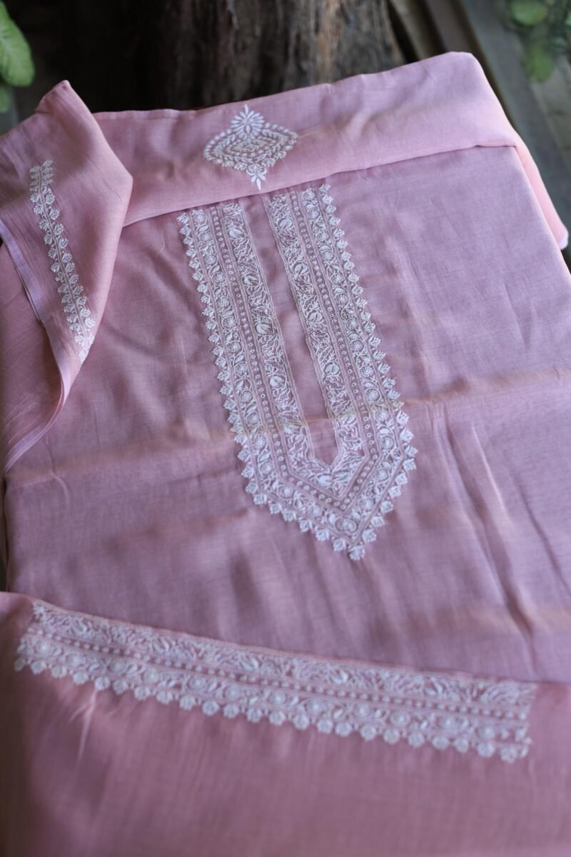 Malmal Chikankari Men's Kurtas Fabrics