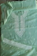 Green Malmal Chikankari Unstitched Men's Kurtas Fabrics