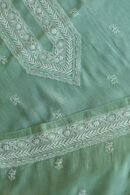 Green Malmal Chikankari Unstitched Men's Kurtas Fabrics
