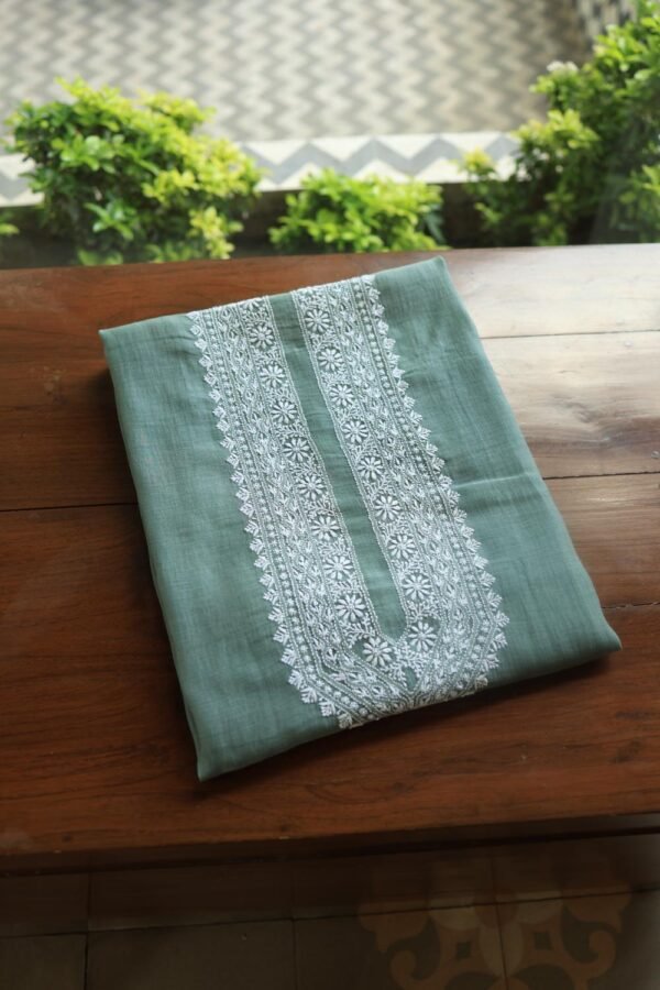 Malmal Chikankari Unstitched Men's Kurtas Fabrics - Image 10