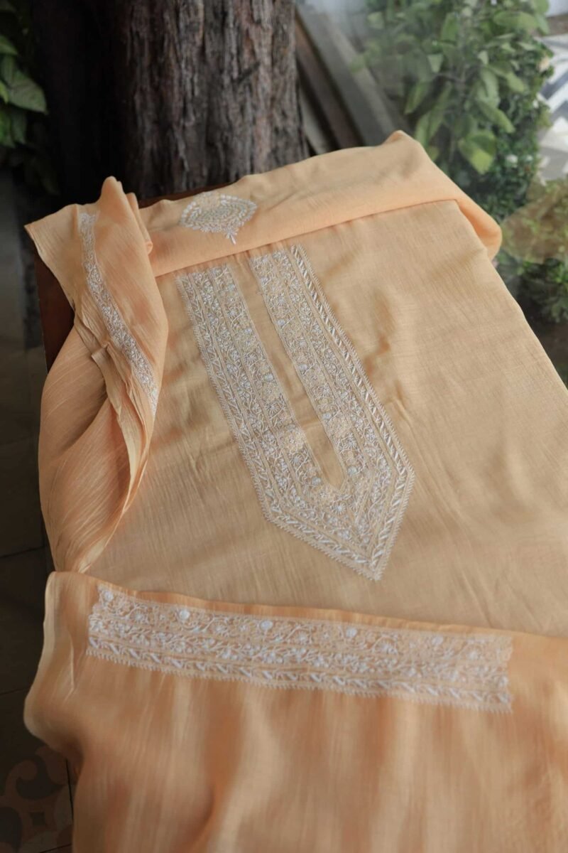 Malmal Chikankari Unstitched Men's Kurtas Fabrics