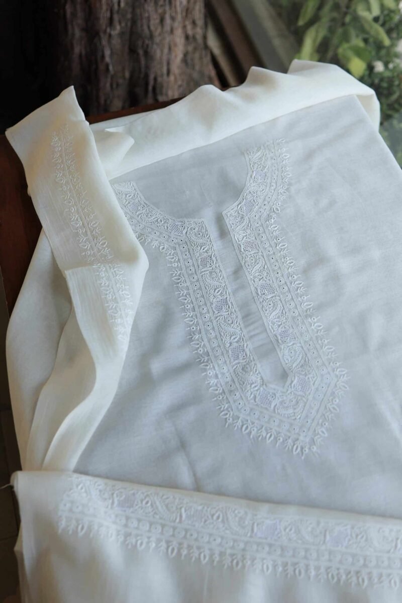 Malmal Chikankari Unstitched Men's Kurtas Fabrics