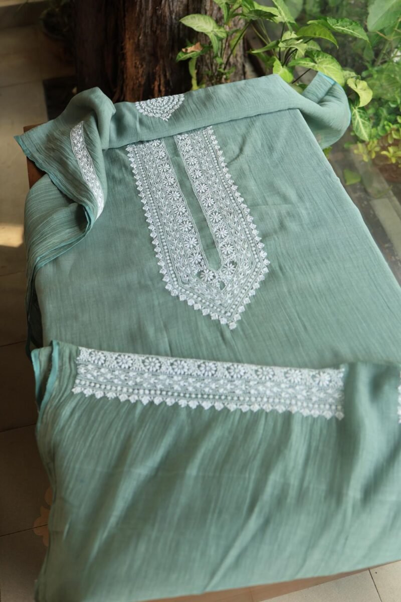 Malmal Chikankari Unstitched Men's Kurtas Fabrics