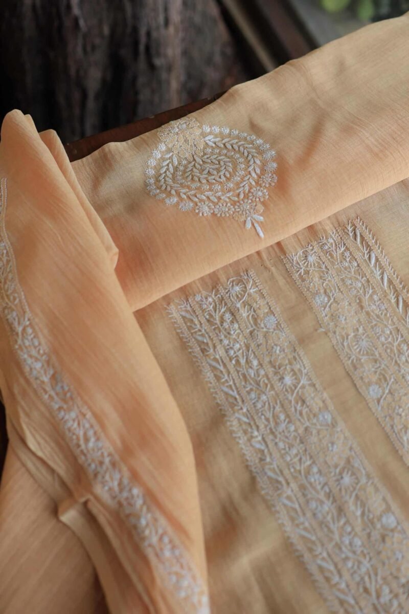 Malmal Chikankari Unstitched Men's Kurtas Fabrics