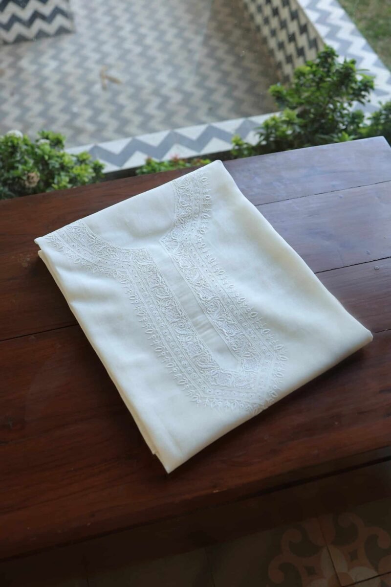 Malmal Chikankari Unstitched Men's Kurtas Fabrics