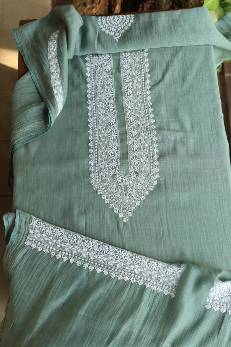 Malmal Chikankari Unstitched Men's Kurtas Fabrics