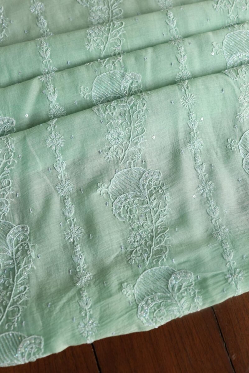 Malmals Pearl Work Fine Chikankari Unstitched Fabrics