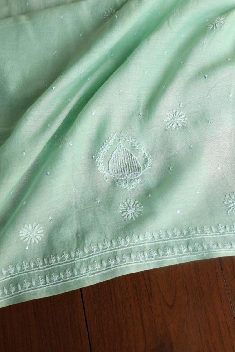Malmals Pearl Work Fine Chikankari Unstitched Fabrics
