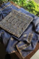 Mist Blue Roheen Tissue Silk Chikankari Fabrics