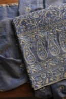 Mist Blue Roheen Tissue Silk Chikankari Fabrics