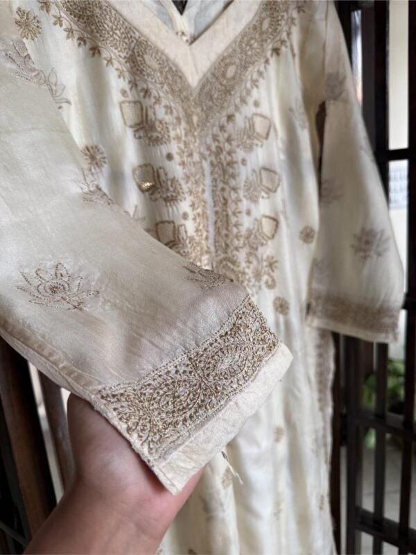 Mulberry Silk Resham Chikankari Ready To Wear Kurta - Image 2