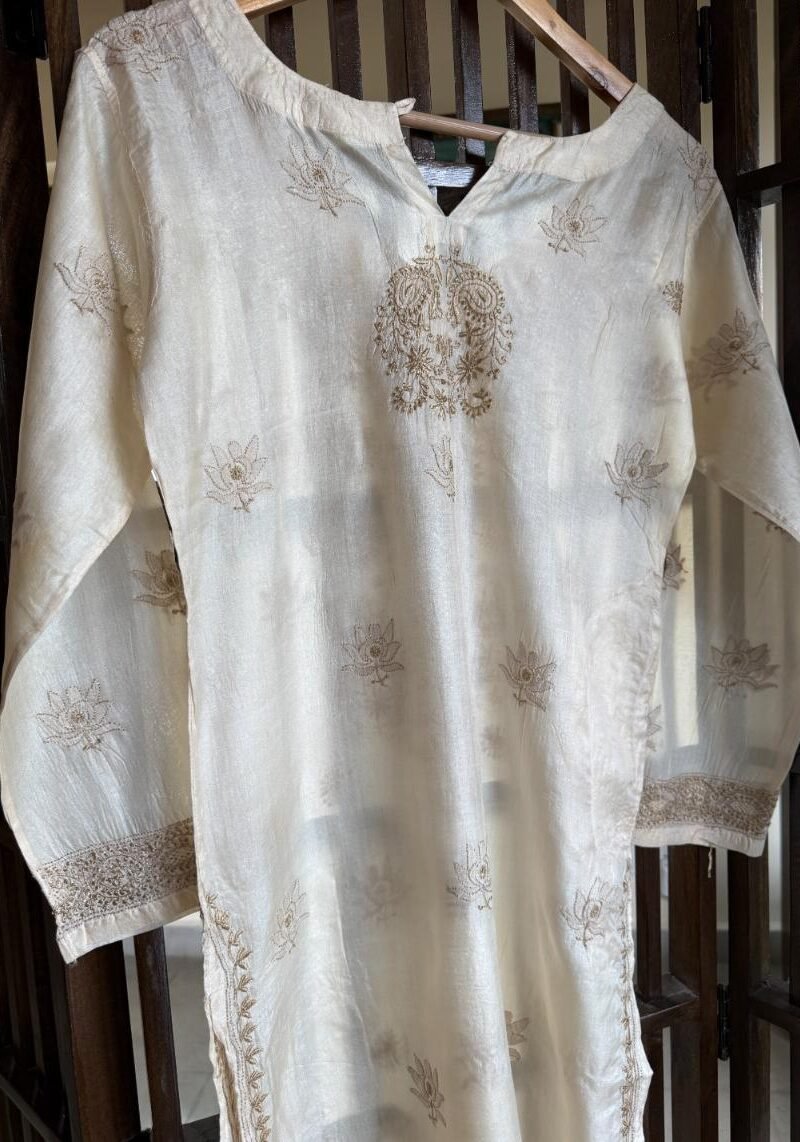 Mulberry Silk Resham Chikankari Ready To Wear Kurta