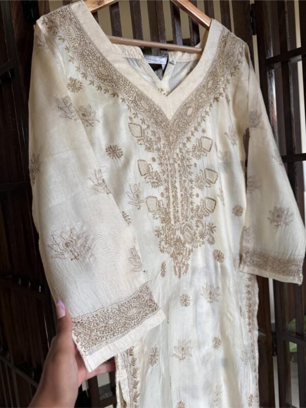 Mulberry Silk Resham Chikankari Ready To Wear Kurta